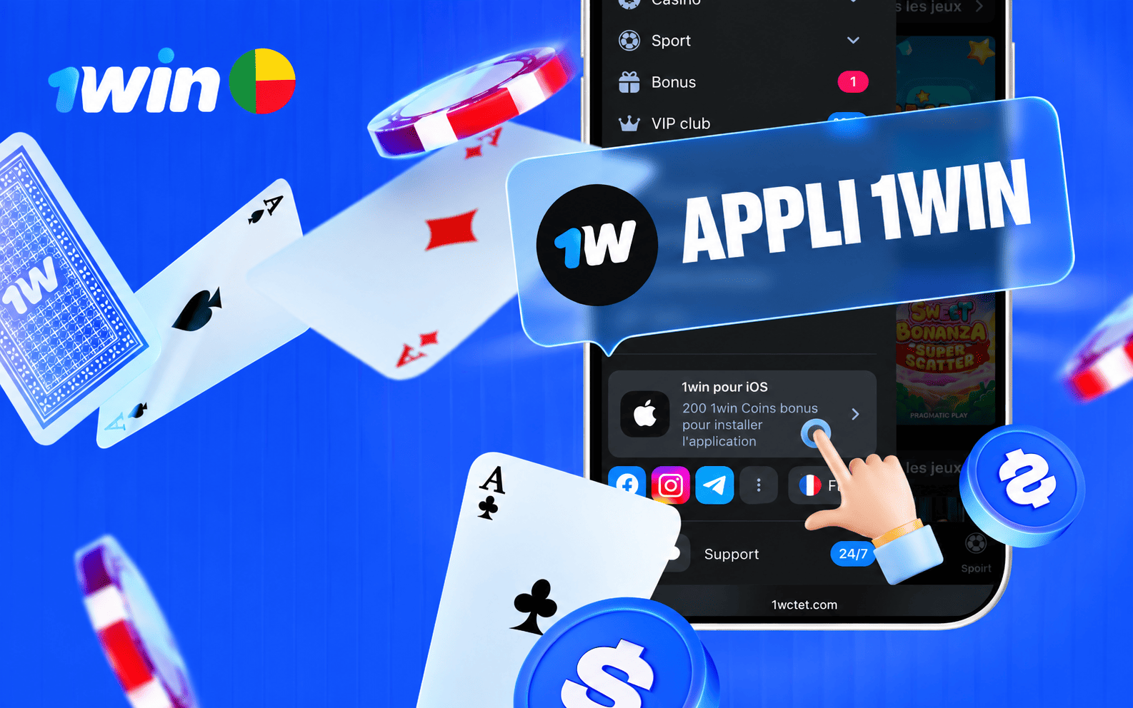 Télécharger 1win au Bénin : APK Android et PWA iOS